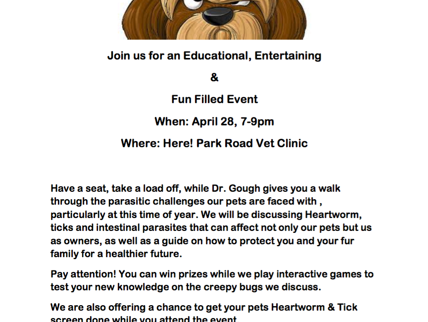 Park Road Veterinary Clinic Educational Event information